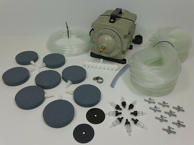 ACO-009 Sauerstoffpumpe Teichbelüfter 6600L/h Platten 80 x 15mm  Ausströmer Set 
