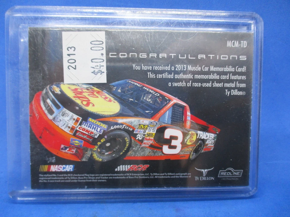 2013 Press Pass Redline Muscle Car Memorabilia 1/10 Ty Dillon - Image 2 of 2