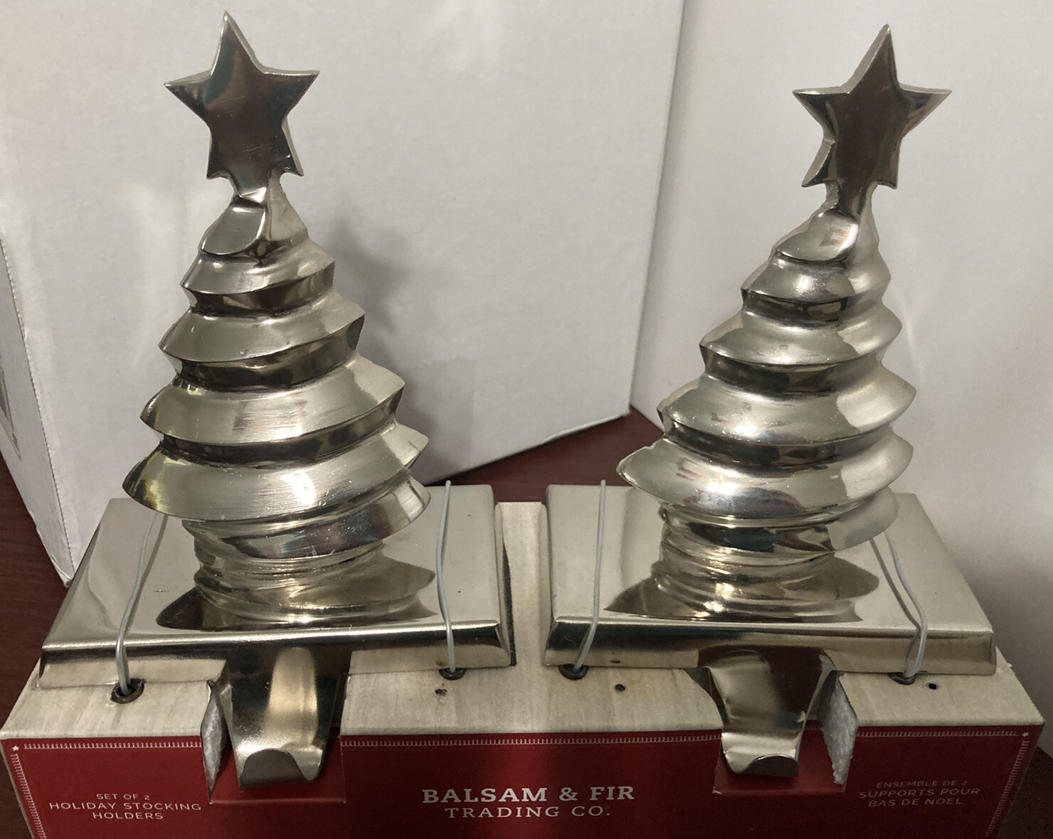 2 Silver Christmas Tree Stocking Holders 7” H eBay
