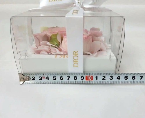 Christian Dior Preserved Pink Rose Flower W/ Gift Wrapped Acrylic Box NEW - Picture 6 of 9