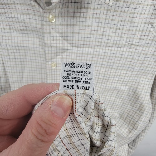 CANALI White Plaid Textured Long Sleeve Cotton Button Down Dress Shirt Sz XL EUC - Picture 11 of 11