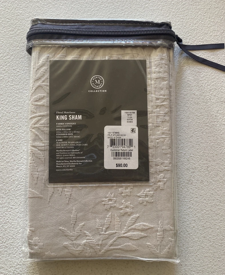 Colección Martha Stewart Floral Matelasse King Sham, Gris 👍 Foto 3 de 4