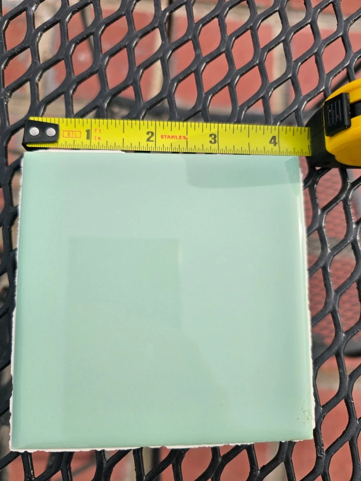 Vintage USA stylon glossy jadeite (light green) Ceramic tile - Image 2 of 2