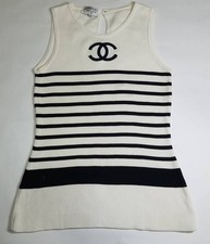 Chanel Dress Size 38 Chest 15.0 in Length 24.4 in Coco Mark Border Stripe