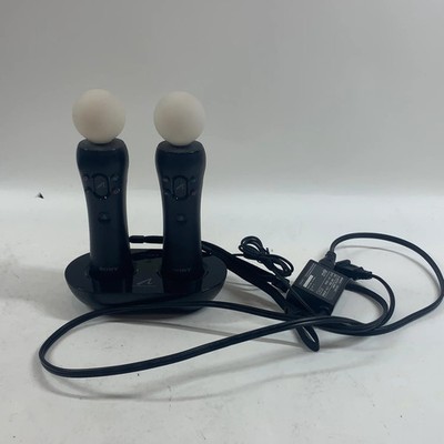 2 Sony PlayStation 3 PS3 Move Motion Controllers Black w/Charger