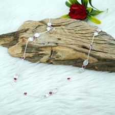 Dainty Ruby  CZ Necklace - Handmade 925 Sterling Silver Minimalist Jewelry