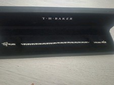 9ct White Gold Diamond And Saphire Tennis Bracelet.