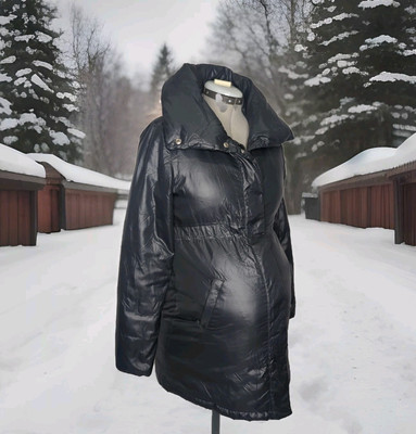 Gap Down Maternity Lightweight Puffer Jacket Coat Small Black Mid  Length