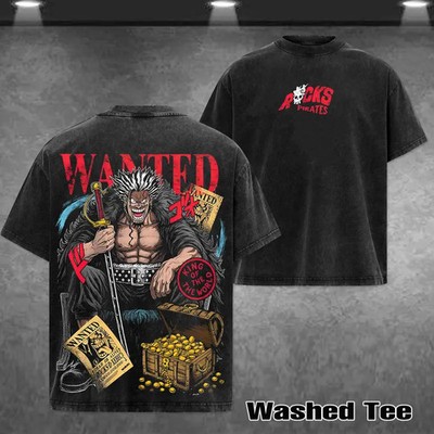 Retro Rocks D character of the pirate king T-shirt, Retro Anime Double Printed V