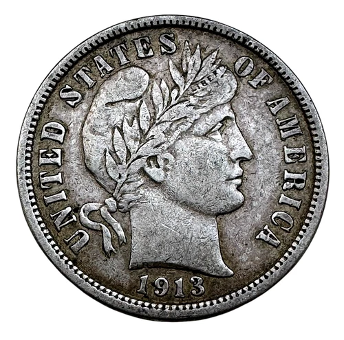 US 1913 P Barber Dime XF Silver 10 Cents