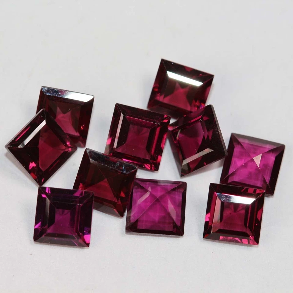 Piedra preciosa suelta granate natural Hyderabadi cuadrado corte facetado de 5 mm a 15 mm Foto 3 de 3