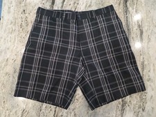 Mens PGA Tour Golf Shorts Size 34 Black Plaid