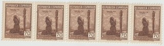 Spain 1939 Unissued Forces Mail Strip Of 5 Superb MNH Mi#XXⅡ C Cat €300 (Q14)