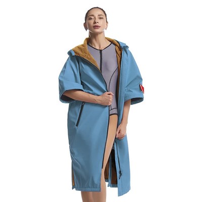 Hiturbo Short Sleeve Hooded Waterproof Cape Changing Cape Windproof Quick Dry Sw