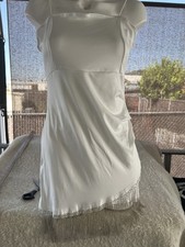 Fisdy Spaghetti Strap Mini Dress White Size Small Chain Bottom NWT
