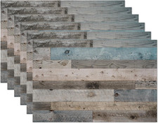 Rustic Wood Grain Placemats Set of 6,Vintage Barn Wooden Place Mats Heat Resista