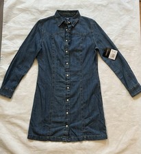 Lee women  s Blue Denim Button-Down Dress Heritage SZXS Strong Tide spread collar