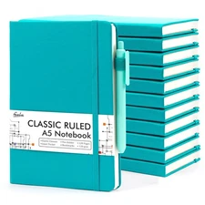 12 Pack Notebooks Journals Bulk with 12 Black Pens, A5 Hardcover Notebook Cla...