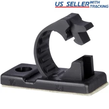 25x Adhesive Cable Management Clips Fixed Clamp w/ Screw Mount Hole, Small 0.3"