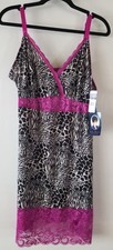 Delta Burke Lingerie Slip Chemise Nightgown NWT 3X Black White  Dark Pink Lace
