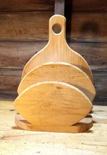 Vintage Lighthouse Illustrated Wooden Wall Pocket Paper Plate Holder Rack