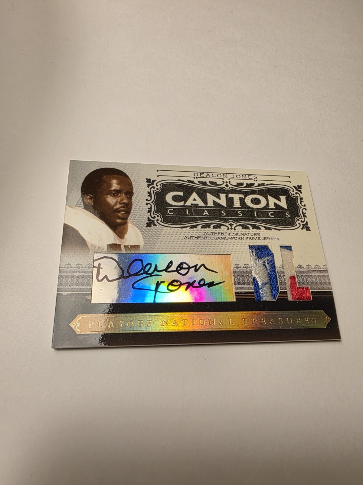 2006 National Treasures Canton Classics Deacon Jones Game Used Patch Auto /20