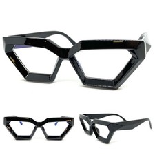 Womens Exaggerated Modern Retro Cat Eye Clear Lens EYE GLASSES Thick Black Frame
