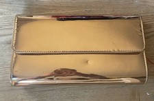 Shiny Rose Gold Clutch with Detachable Chain Strap Evening Bag