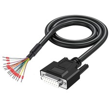 6.56FT 24AWG DB15 Female RS232 15Pin Serial Extension Cable Bare Wire End