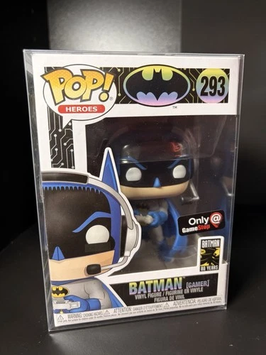 Funko Pop! Heroes Batman Gamer 293 Vinyl Figure GameStop Exclusive Protector