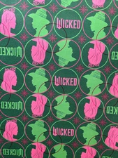 Wicked Green Christmas Gift Wrapping Paper 2 Yards FOLDED Elphaba Glinda Ariana
