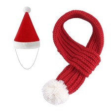 ENASGLOO Dog Cat Knitted Christmas Scarf Neck Warmer with Santa Large, Red