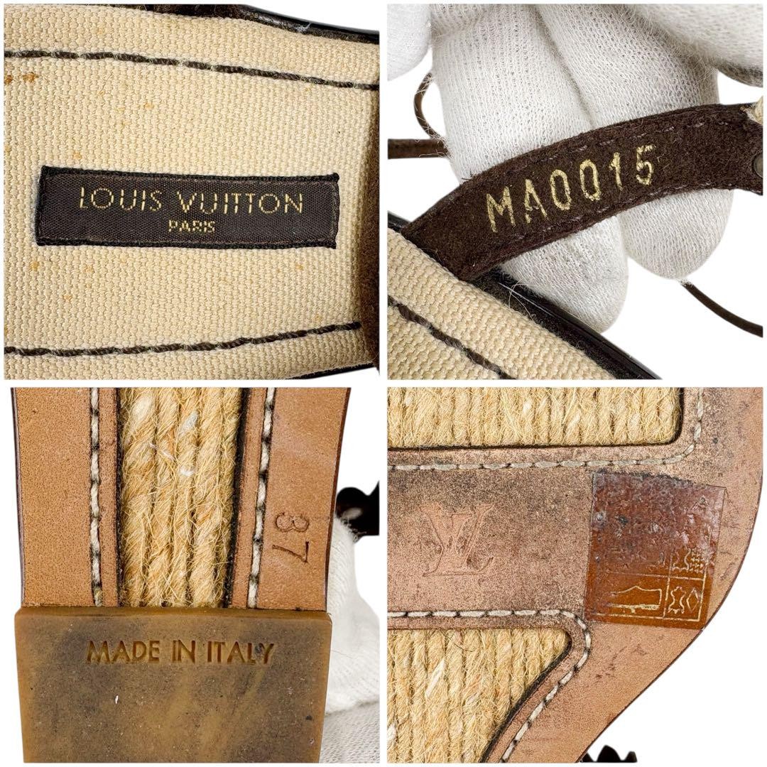 Louis Vuitton Wedge Flower Sandals Brown Leather Size 37 US About6 For Women thumbnail 10