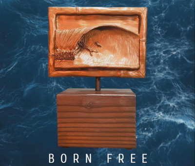 Born Free Woman Bodysurfer High Surf Sculpture by Dave C Reynolds
