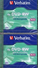 VERBATIM - 2 DVD-RW R�enregistrables - 4,7GB - 120 min - 4xspeed -neuf s/blister