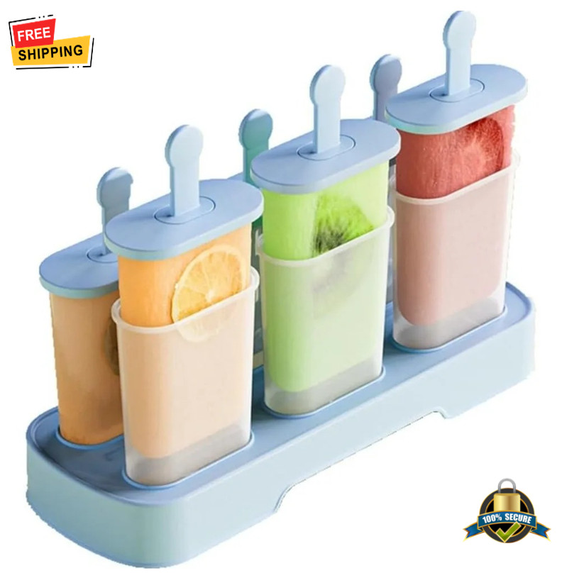 6Pcs Popsicle Molds Ice Cream Maker Bpa-Free Easy Release Ice Pop Tray