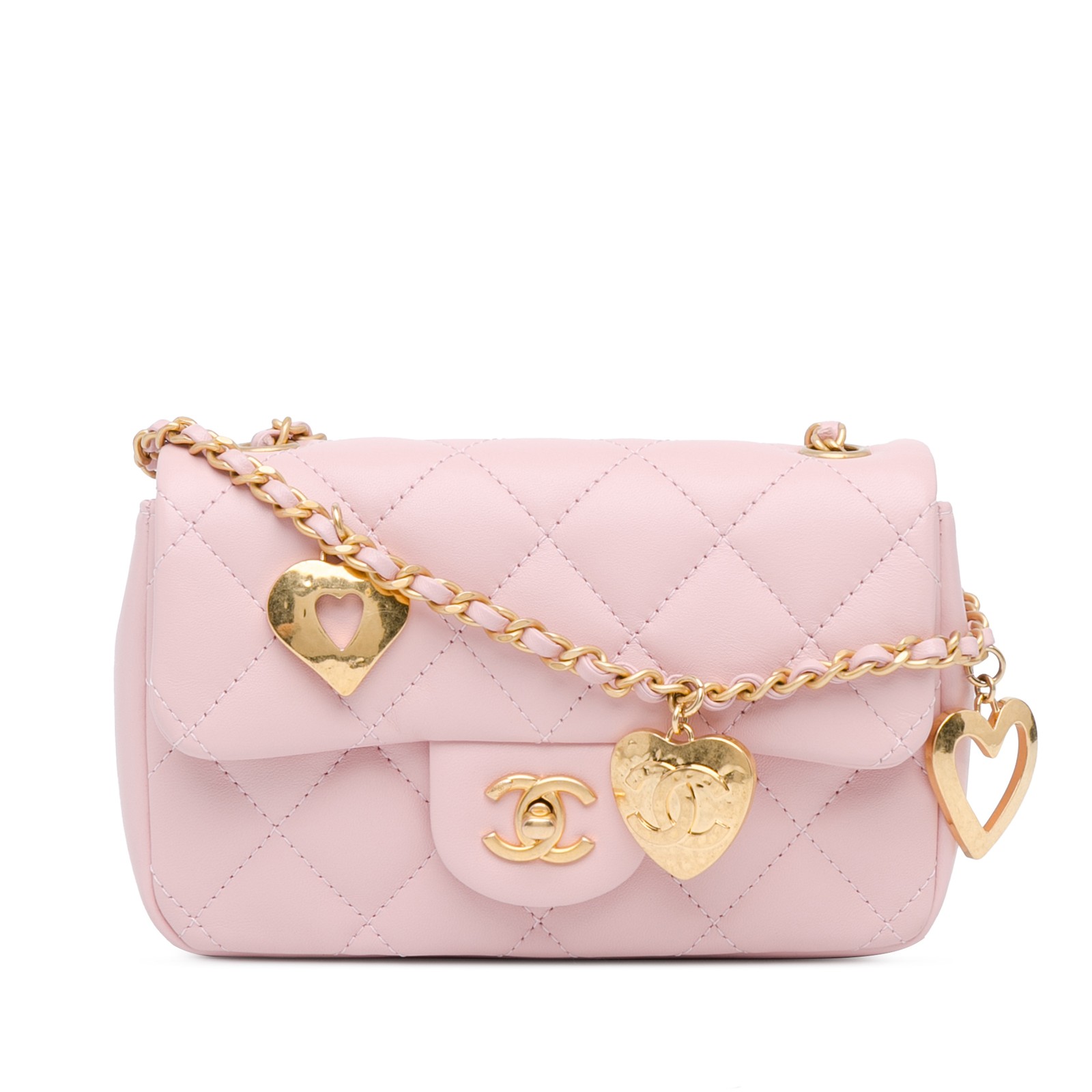 Chanel Mini Quilted Lambskin Heart Charm Flap Bag