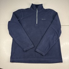 Eddie Bauer Men  s Fleece Quarter Zip Pullover - Size Medium - Navy Blue