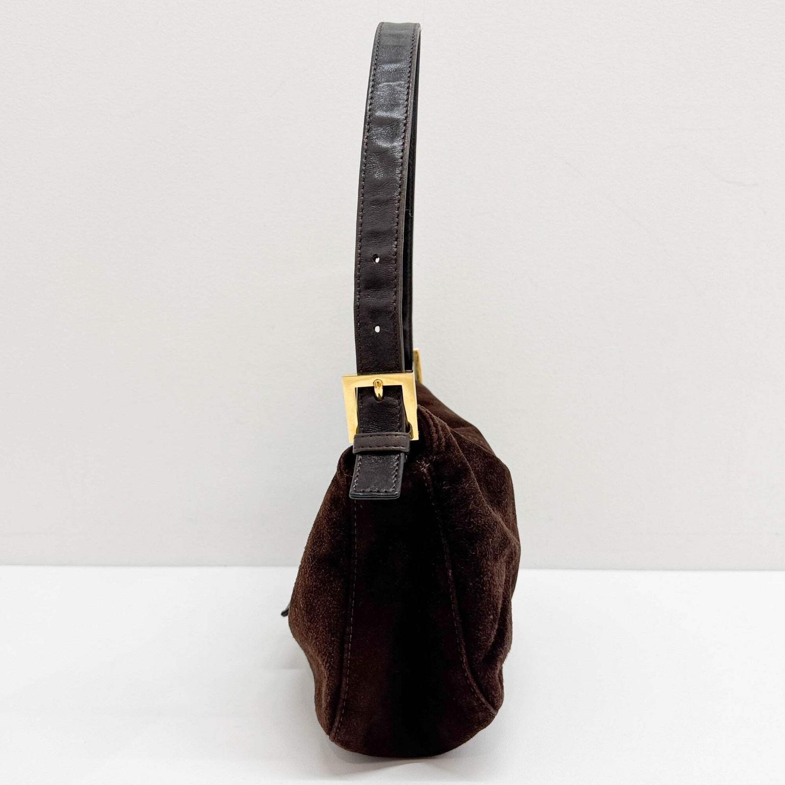 FENDI Mamma Baguette Brown Suede Shoulder Bag thumbnail 6