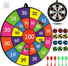 Dartscheibe Kinder 29''(74cm) Kinder Klett Dartscheibe mit 12 Bällen & 12 Darts 