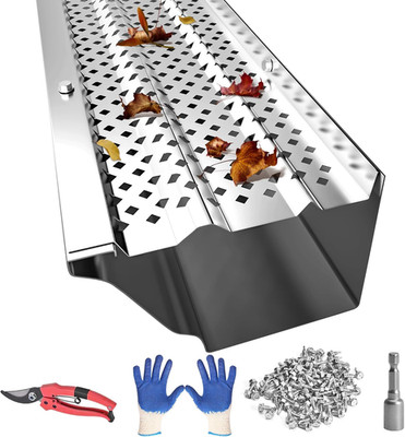 Gutter Guards 5 Inch, Aluminum Leaf Filter Rain Gutter Covers with Screws Includ