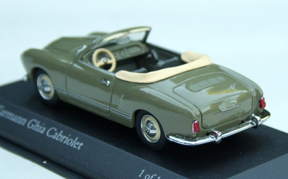 VW Karmann Ghia Cabriolet Typ 14 Bj. 1957-1959, Verde Canna, MINICHAMPS M.1:43 - Immagine 2 di 4