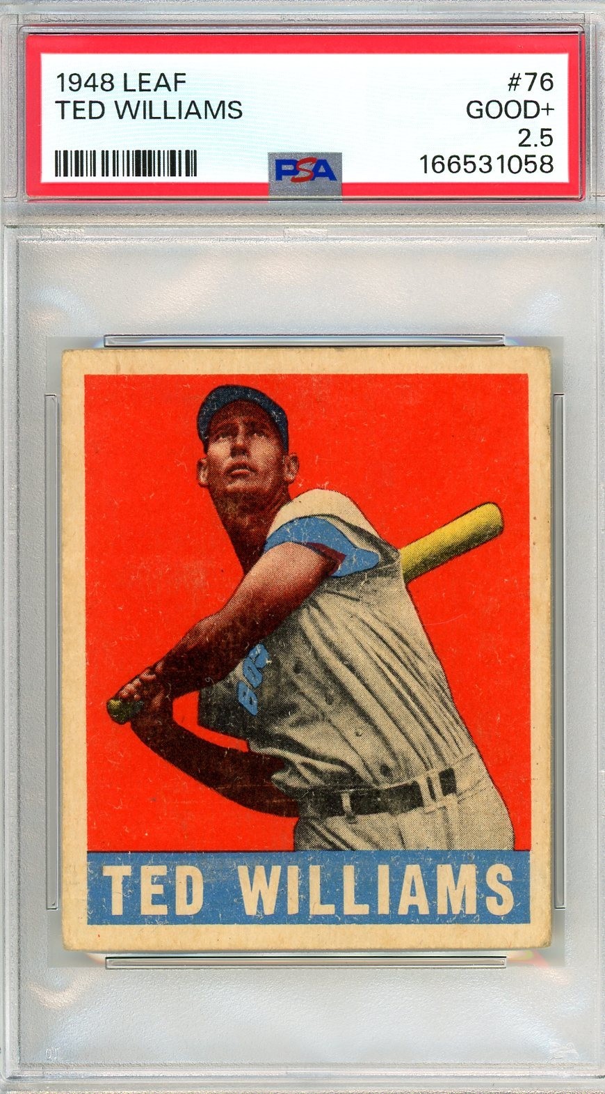 Ted Williams #76 Baseball Cards 1948 Leaf trading card — raw and PSA graded price guide