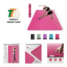 Extra Large Yoga Mat - 72"x48"/78"x54", 1/4" & 1/3" Thick, Non-Slip, Durable,...