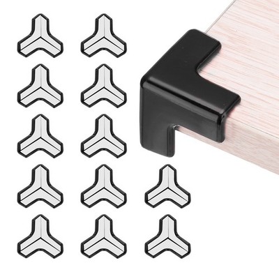 12Pcs Corner Protectors Table Corner Protectors T-shaped Black