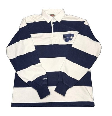 Barbarian Rugby Wear Men's Rugby Shirt Navy & White Striped Long Sleeve