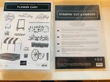 Retired Stampin' Up Bundle-FLOWER CART Stamp Set  Dies, planter and greetings