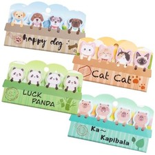 Cute Animal Sticky Notes Set of 4 Dog, Cat, Panda, Capybara - Perfect for Memo