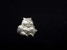 "JJ" Jonette Jewelry Silver Pewter 'Dazed Owl' Tack Pin