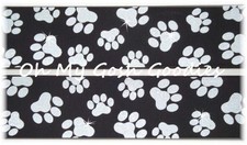 5 YARD SALE 2 1/4 GLITTER PAW PAWPRINT GROSGRAIN RIBBON FOOTBALL BLACK WHITE